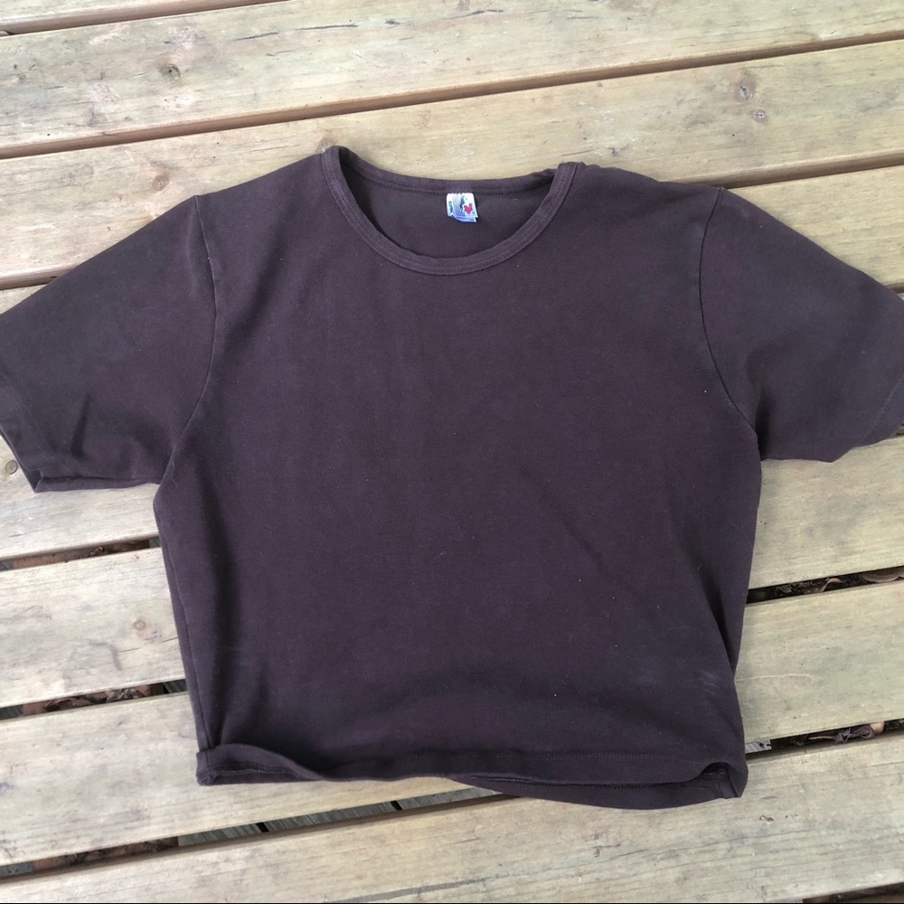 Los Angeles Apparel Garment Dyed Brown Crop Top